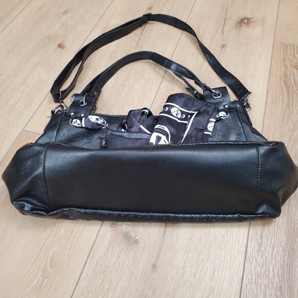 Skull Handbag Gothic Satchel Shoulder Crossbody Bag Black Purse Scarf Halloween - Picture 8 of 16